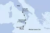 Naples,Messina,Valletta