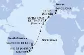 Barcelona,Cadiz,Santa Cruz de Tenerife,Salvador,Rio de Janeiro,Santos