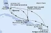 Stati Uniti, Bahamas, Repubblica Dominicana, Turks and Caicos Islands, Antigua-Barbuda, Isole Vergini (USA)
