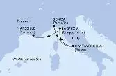 Genoa,Civitavecchia,La Spezia,Marseille