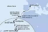 Barcelona,Puerto del Rosario,Santa Cruz de Tenerife,Philipsburg,Basseterre,Kingstown,Bridgetown,Saint George,Fort de France