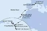 Fort de France,Pointe-a-Pitre,Philipsburg,Road Town,St John s,Santa Cruz de Tenerife,Barcelona,Marseille