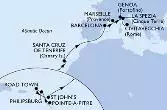 Pointe-a-Pitre,Philipsburg,Road Town,St John s,Santa Cruz de Tenerife,Barcelona,Marseille,Genoa,La Spezia,Civitavecchia