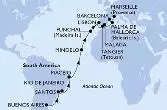 Buenos Aires,Santos,Rio de Janeiro,Maceio,Mindelo,Funchal,Lisbon,Tangier,Malaga,Palma de Mallorca,Barcelona,Marseille