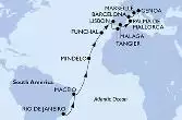 Rio de Janeiro,Maceio,Mindelo,Funchal,Lisbon,Tangier,Malaga,Palma de Mallorca,Barcelona,Marseille,Genoa