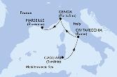 Cagliari,Civitavecchia,Genoa,Marseille