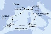 Cannes,Barcelona,Ibiza,Cagliari,Civitavecchia,Livorno,Cannes
