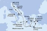 Bari,Trieste,Split,Piraeus,Kusadasi,Heraklion,Katakolon,Naples