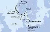 Warnemunde,Sandnes,Vik i Sogn,Kristiansand,Oslo,Copenhagen,Warnemunde