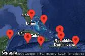 Florida, Puerto Rico, Dominican Republic, Jamaica, Cayman Islands